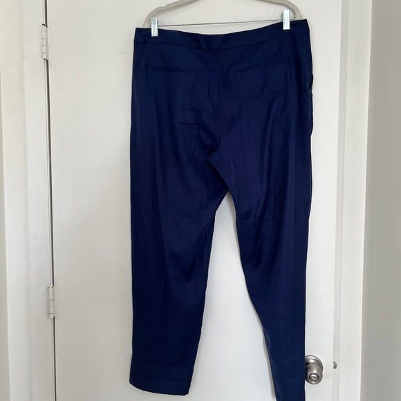 Tommy Bahama Willa Stretch-Linen Pants Navy Blue Trouser Straight Leg 12 Belted - Picture 9 of 12
